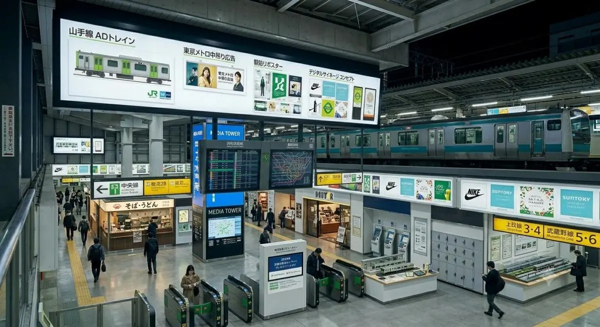 JR駅構内の交通広告(駅看板・中吊り・デジタルサイネージ)